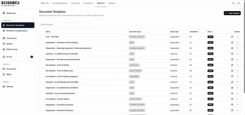 AML/KYC product screenshot